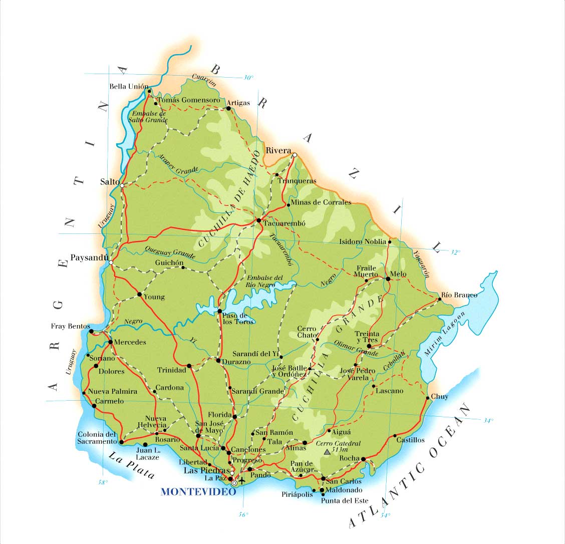 Mapa Del Uruguay Con Todas Sus Rutas