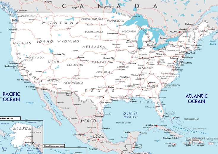 Mapa Completo De Estados Unidos