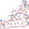 Mapa de transporte en Virginia - MapaCarreteras.org